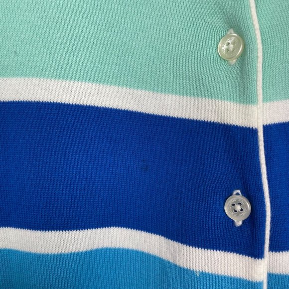 Lands' End Women's‎ M TALL Purple Orange Striped Button Up Cotton Cardigan - Picture 2 of 9